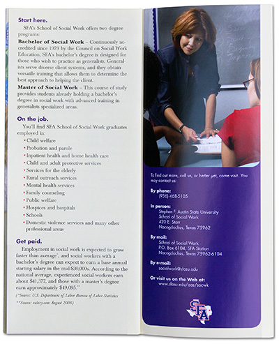 SFASU School of Social Work spread